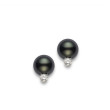 Mikimoto 8mm Black South Sea Pearl Diamond Stud Earrings 