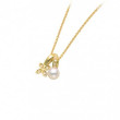 Mikimoto Akoya Pearl 18kt Yellow Gold Diamond Flower Pendant 