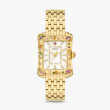 Michele Deco Moderne Yellow Gold White Mother of Pearl Watch with Diamonds and Mixed Gemstones