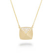 Yellow Gold Pave Diamond Square Necklace