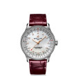 Breitling Navitimer 35 Mother of Pearl and Diamond Dial on a Burgandy Leather Croc Strap — 35mm