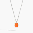 John Hardy Silver Pendant with Orange Enamel on 24" Surf Chain Necklace