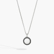 John Hardy Round Silver Pendant with Black Enamel on 22" Surf Chain Necklace