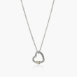 John Hardy Bamboo Two Tone Diamond Pave Heart Pendant on Rolo Chain Necklace