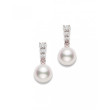 Mikimoto Akoya Pearl Diamond Earrings in 18K Rose Gold full view