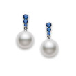 Mikimoto Morning Dew White South Sea Pearl & Blue Sapphire Earrings 