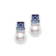 Mikimoto 7.5mm Akoya Pearl and Blue Sapphire Earrings