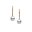 Mikimoto Akoya Pearl and Diamond Yellow Gold Drop Earrings