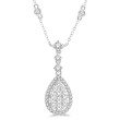 Pear Shape Cluster Drop Pendant in 14k White Gold