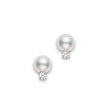 Mikimoto 8mm AA Akoya Pearl and Diamond Stud Earrings