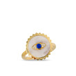 Lapis Diamond and Mother of Pearl Evil Eye Ring