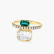 Moritz Glik Green Emerald and Diamond Shaker Ring 