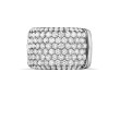 Henri Daussi White Gold Row Diamond Wide Band R20 Ring Top View