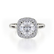 Michael M Round Square Halo Diamond Engagement Ring Setting Front