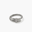 John Hardy Spear Silver Pave Diamond Single Coil Ring