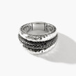 John Hardy Classic Chain Hammered Silver and Black Gem Layered Ring