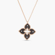 Roberto Coin Venetian Princess Rose Gold Small Diamond Flower Necklace With Grey Titanium