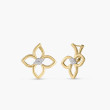 Roberto Coin Cialoma Small Diamond Flower Earrings in Yellow and White Gold
