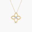 Roberto Coin Cialoma Medium Diamond Flower Necklace in Yellow and White Gold