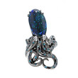 See Life Black Rhodium Opal, Diamond & Topaz Octopus Ring 