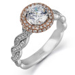 Simon G MR2133 Passion Halo with Scroll Engagement Ring