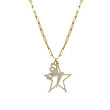 Yellow Gold Diamond Love Star and Bolt Pendant Necklace