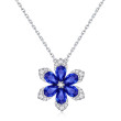 Diamond and Sapphire Flower Necklace