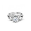 Simon G Round Halo Three Stone Pave Diamond Engagement Ring Setting main view