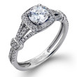 Simon G Delicate Pave Halo Split Shank Engagement Ring 
