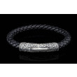 William Henry Milan Silver and Black Leather Bracelet front view