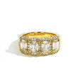 Henri Daussi Four Cushion Wedding Ring in Yellow Gold 