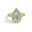 Henri Daussi Pear Halo Engagement Ring In Yellow Gold