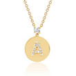 EF Collection Initial Diamond Disc Necklace in Yellow Gold