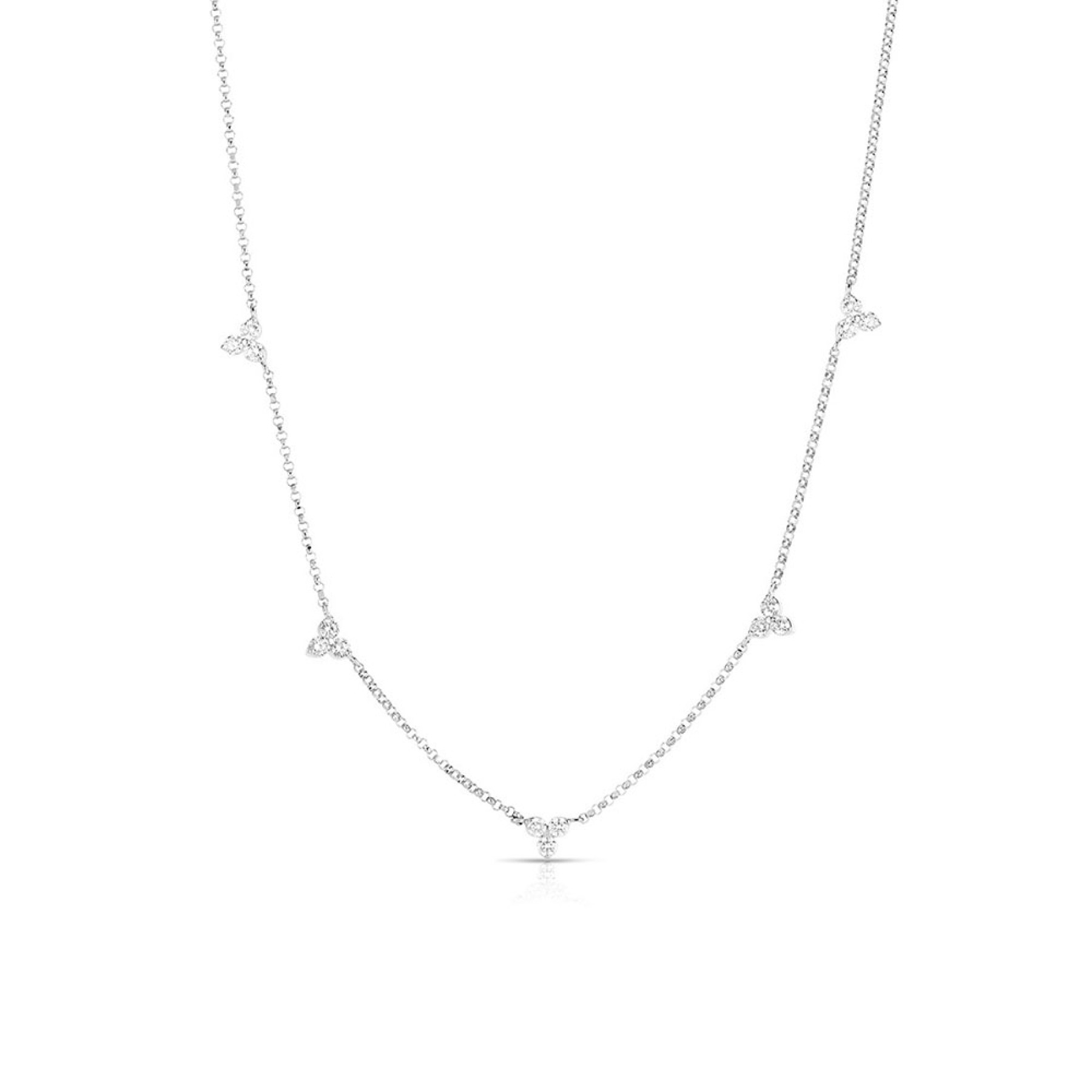 Roberto Coin Diamonds By The Inch 5 Station Diamond Necklace in White Gold  - 0.45ctw