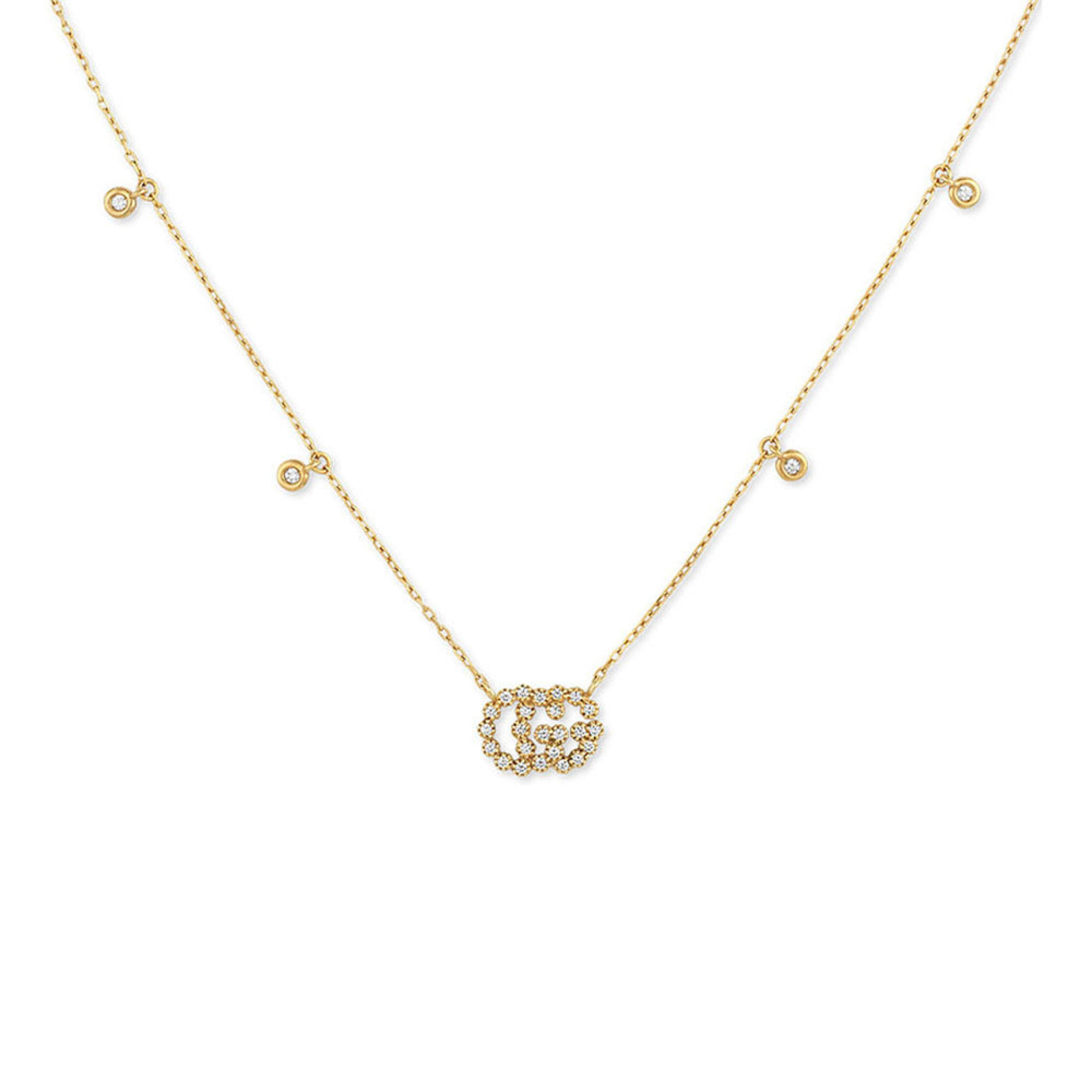 Gucci GG Running Gold and Diamonds Station Necklace