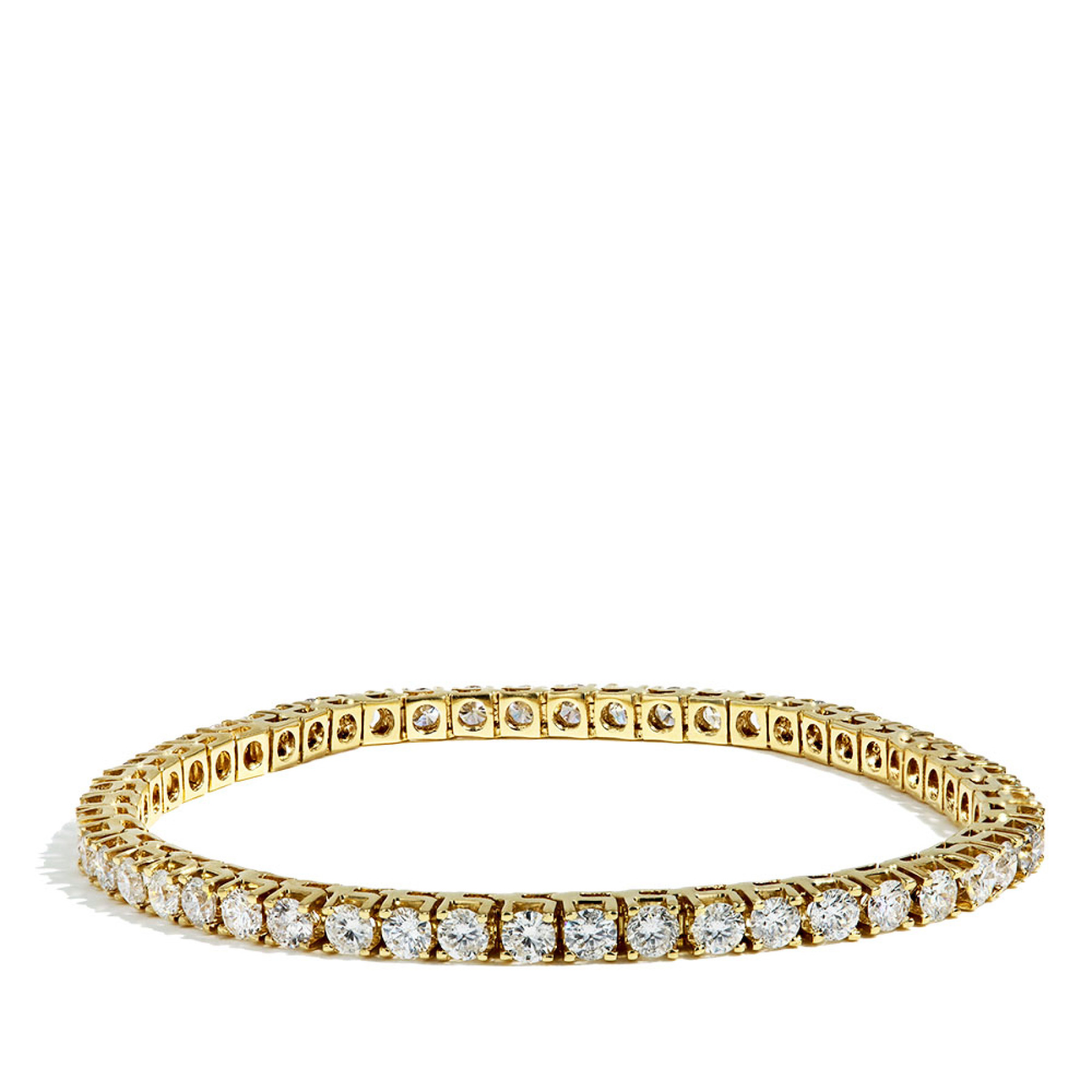 10k Yellow Gold Round Cut Diamond Pave Thick Link Men's Bracelet