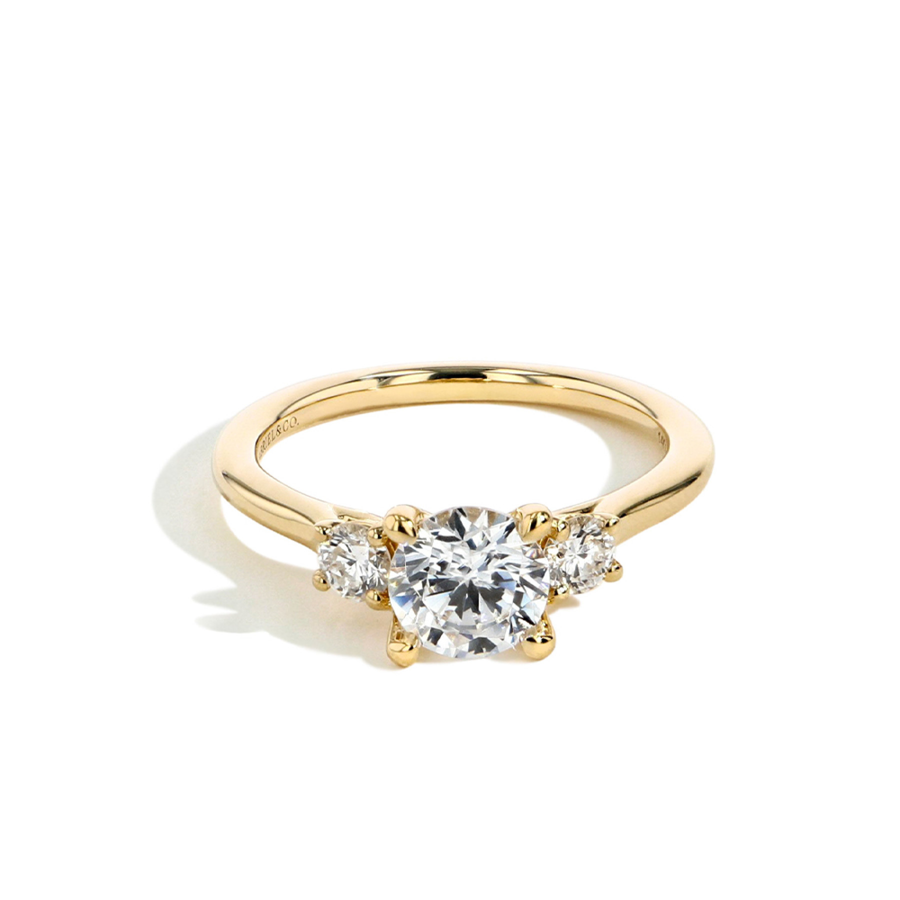 organiseren vruchten draai Gabriel & Co. Round Three Stone Engagement Ring Setting in 14K Gold