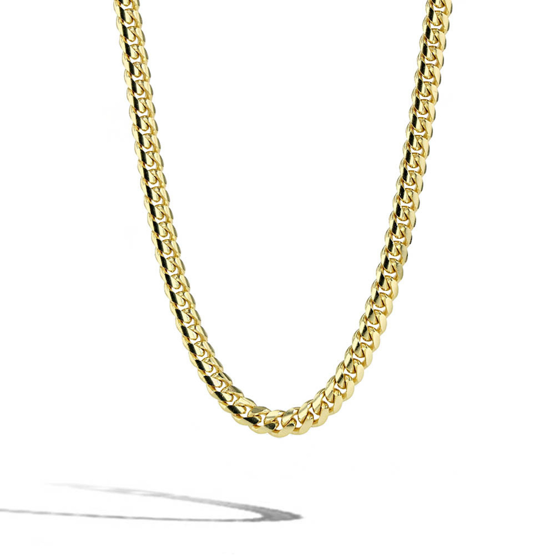 14k Solid Yellow Gold Cuban Curb Link Necklace Chain 20" 2.6mm 