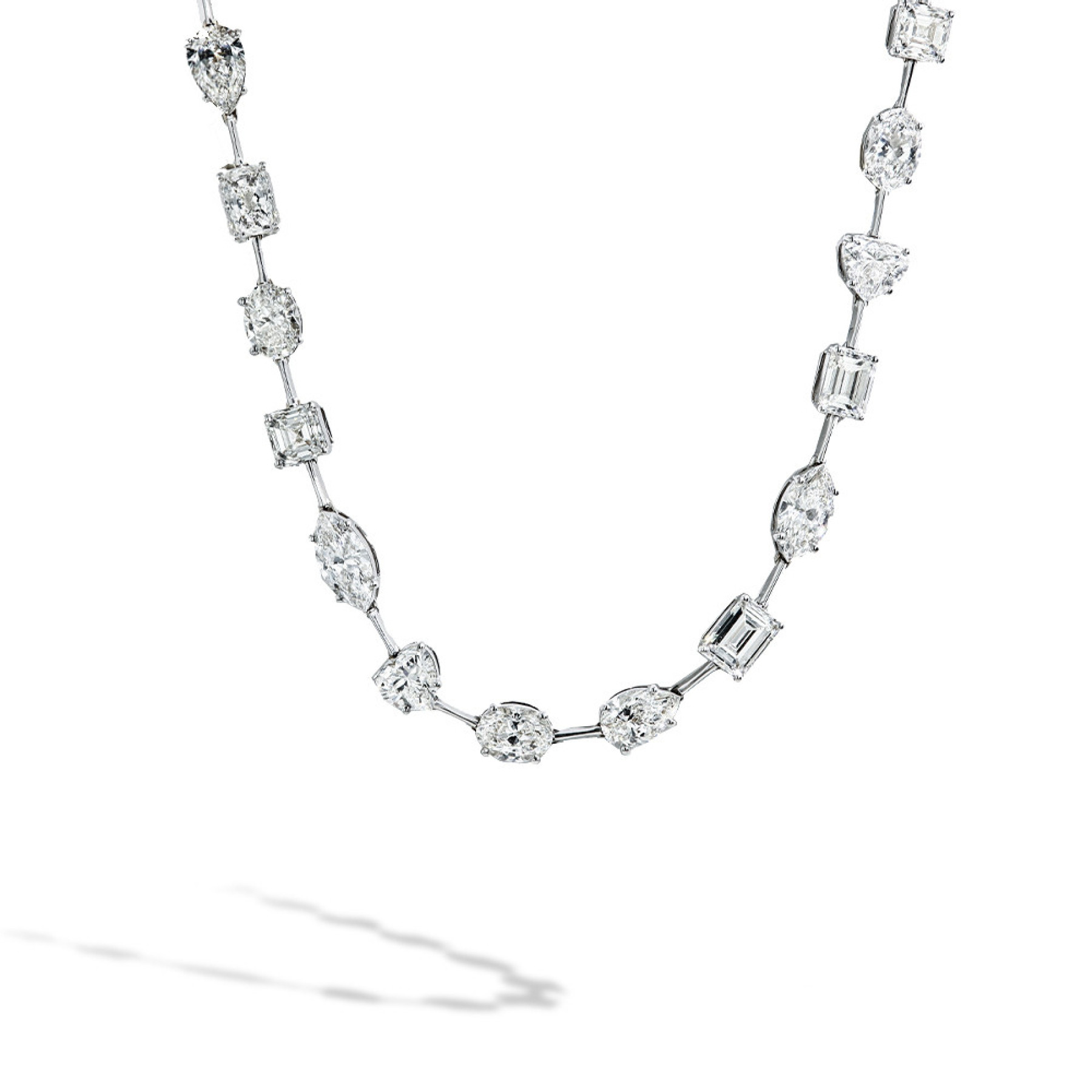 Mixed Fancy Shape Diamond Choker Necklace in White Gold