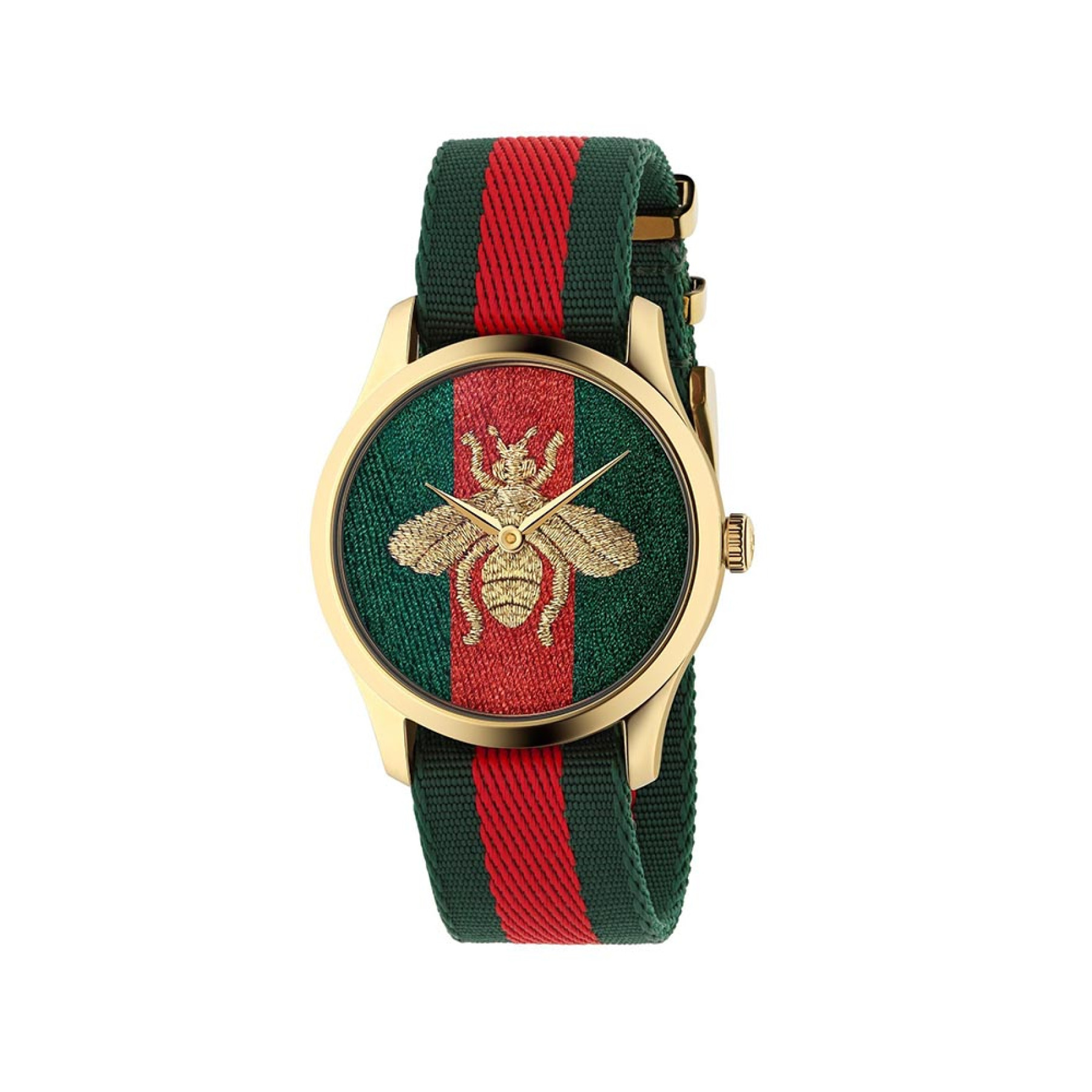 Gucci 38mm Red & Green Bee Dial Nylon Strap Watch