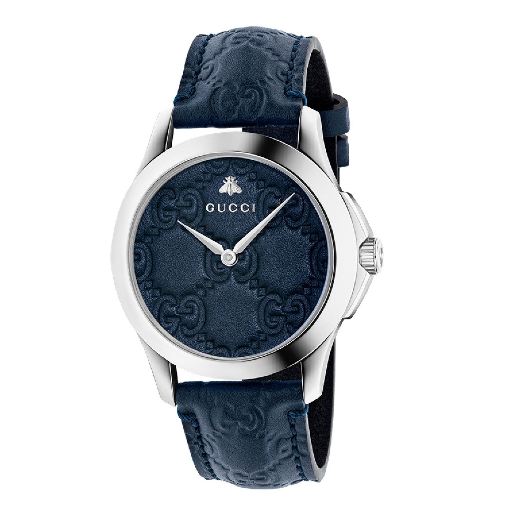 Gucci G-Timeless Blue Debossed GG Pattern Dial Watch