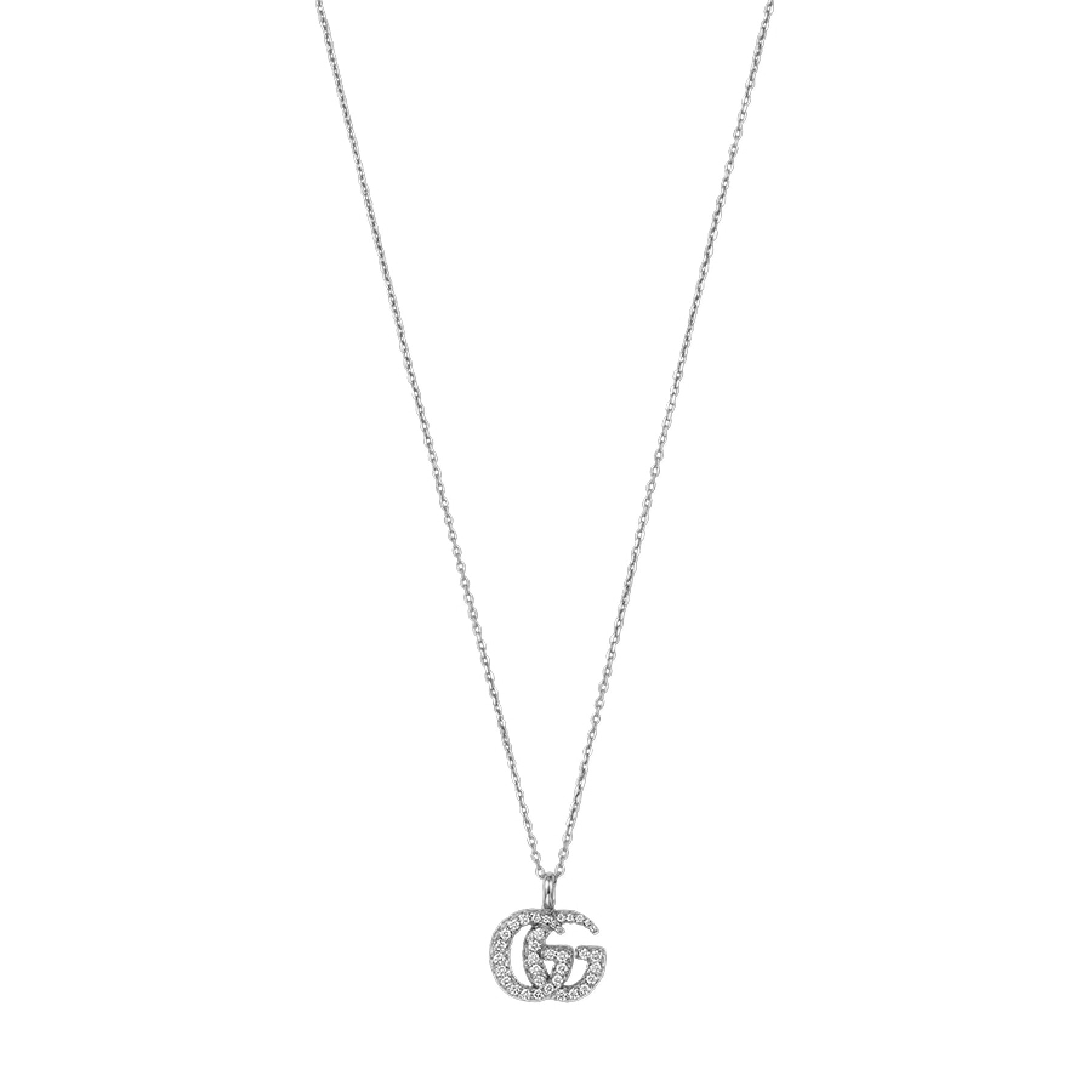 Gucci GG Running White Gold Small Diamond Necklace . Dunn Jewelers