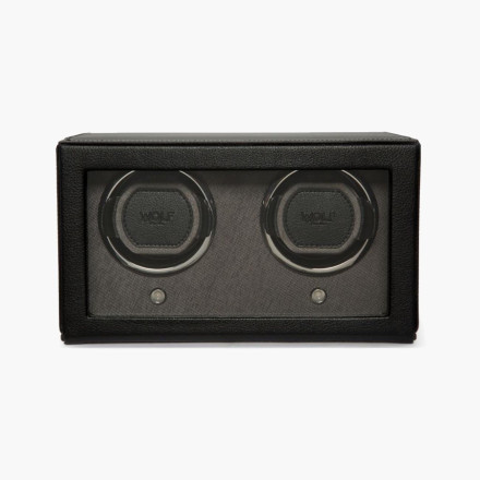 WOLF Cub Double Watch Winder in Black Vegan Leather 