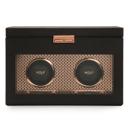 Wolf Double Watch Winder with Storage in Copper