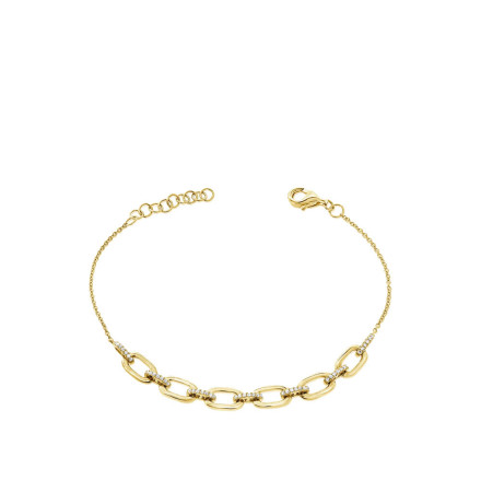 Alternating link charm bracelet in 14k yellow gold