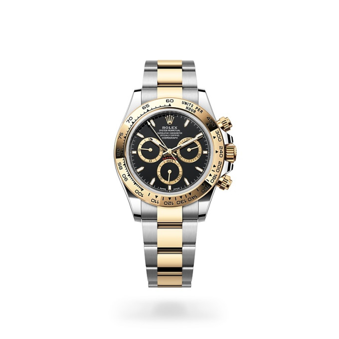 ROLEX Cosmograph Bright black and golden set with diamonds Dial, 40 18 ct yellow M126508-0003