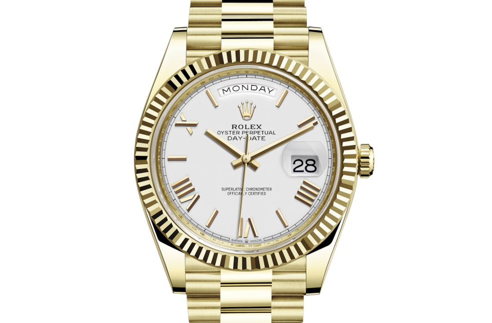 Rolex DayDate 18k Yellow Gold Watch with White Dial