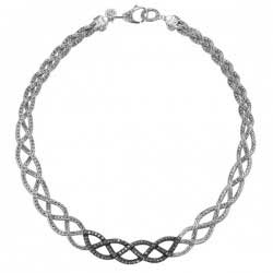 John Hardy Classic Chain Lava Black Sapphire Braided Collar Necklace