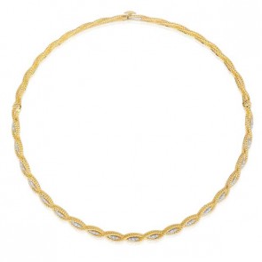 Roberto Coin New Barocco Yellow Gold Diamond Braided Choker Necklace