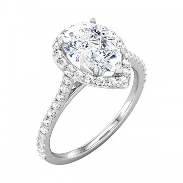 White Gold Halo Pear Engagement Mounting